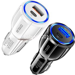 Caricabatterie rapidi veloci da 30 W 18 W PD USB-C Tipo c QC3.0 Caricabatterie da auto Adattatori di alimentazione automatici per IPhone 7 8 11 12 13 14 Pro max Samsung S20 S21 S22 htc b1 con scatola al dettaglio