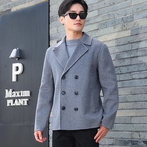 Misto lana da uomo Autunno e inverno Colletto double face fatto a mano Versione coreana Cappotto in lana merino 100 Cashmere Business Top corto 231130