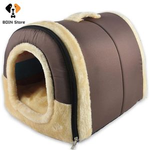 Canis Pens Indoor Dog House Soft Cozy Dog Cave Bed Dobrável Removível Casa Quente Ninho com Tapete para Pequenos Gatos Médios Animais Canil 231130