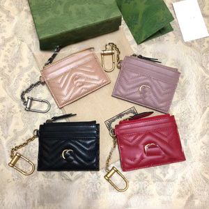 Women Designer Wallet Cowhide Zipper Coin Purse Keychain Ring Small Wallet Card Bag Card Holder Wavy Money Clip