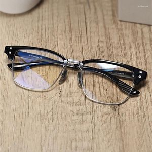 サングラスフレームフレームブランドデザイントレンディな眉ライングラスメン用の酢酸チタン四角眼鏡