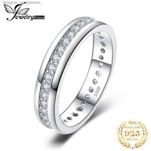 Anelli a fascia JewelryPalace Anello di fidanzamento per matrimonio in argento sterling massiccio 925 per donna AAAAA CZ Anello a fascia con diamante simulato Gioielli di lussoL231201