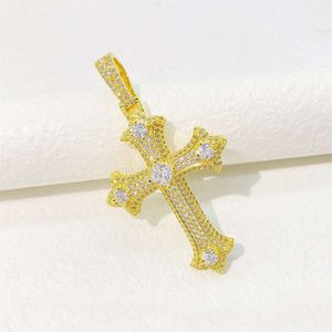 مجوهرات u الهيب هوب الحقيقية المثلجة VVS Moissanite Diamond Cross Necklace للرجال قلادات Sier Sterling