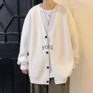 Men's Sweaters 2023 Winter Retro Loose Coats Couple V-ne Cardigan White Wool Fashion Solid Color Cashmere Knitting M-3XLyolq