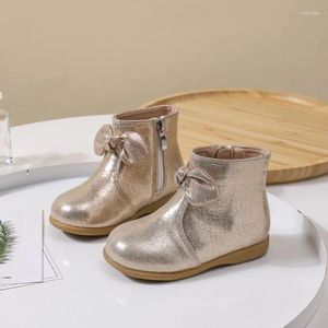 Botas meninas coreano casual crianças única bota bebê couro elegante e versátil arco bonito princesa curto