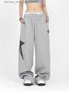 Męskie spodnie America Vintage Hip Hop Star Patchwork Sweatpants Streetwear Y2K retro luźne wysokie pasy do dużych joggerów kobiety Q231201