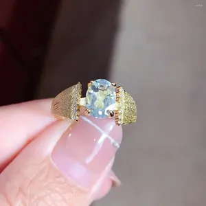 Anéis de cluster Natural Aquamarine Anel 6mm 8mm 1.2ct para uso diário Vintage 925 Jóias de Prata Retro Silve Presente Esposa