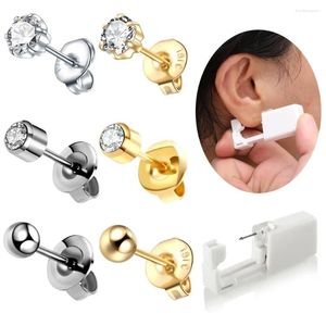 Brincos de parafuso prisioneiro 1 pc descartável estéril sem dor piercing ferramenta máquina kit orelha piercing unidade cartilagem tragus arma cristal