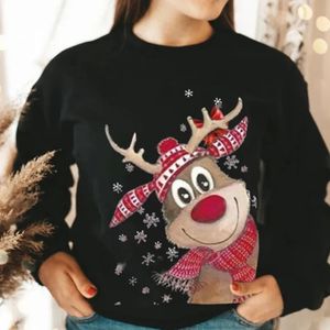 Kvinnors tröjor Jodimitty Christmas Sweater Söta renar Xmas Print Jumper Casual Holiday Family Set Party Pullover Gift Women Men Sweatshirts 231130