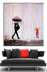 Pinturas abstratas em tela de arte de parede, cor brilhante, imagem a óleo moderna, sem moldura, arte de Banksy, chuva colorida, decoração de casa3139967