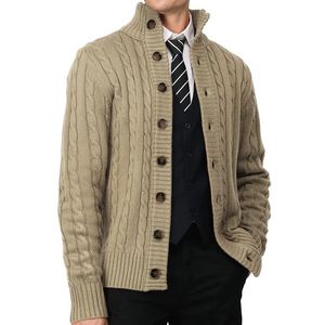 Мужские куртки, свитер, деловая вязаная рубашка, воротник-стойка, кардиган, повседневные пальто, модные мужские топы 231201