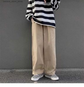 Calças masculinas Homens Calças de Perna Larga Estilo Japão Casual Mulheres Carga Calças Harajuku Moda Nova Baggy Sweatpants High Street Baggy Roupas Q231201