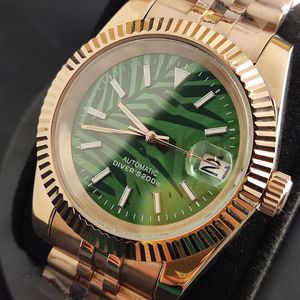 Zegarek 36 mm 40 mm kobiet miłośnicy mężczyzn Watch NH35 ruch niestandardowy szafir szklany liść logo logo Rose Gold zegarki