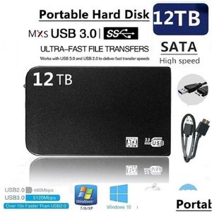 Externa hårddiskar 2.5 8TB Solid State Drive 12TB lagringsenhet dator bärbar USB3.0 SSD Mobil skiva Durexternal droppleverans Dh87m