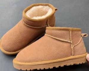 Ug g crianças mini botas de neve tornozelo sapatos crianças estilo austrália camurça genuína couro quente algodão tamanho do bebê 21-35