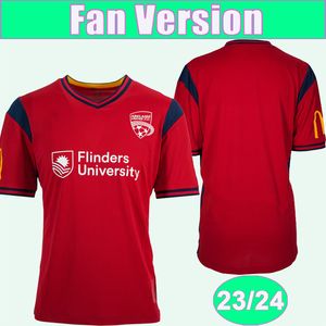 23 24 Adelaide United Mens Futebol Jerseys ISAIAS CLOUGH KITTO Home Camisas de Futebol Vermelho Uniformes de Manga Curta