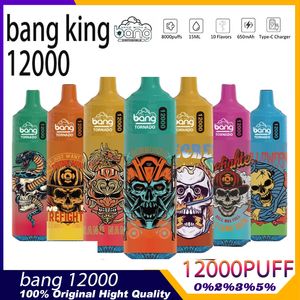 Bang Tornado 12000 Puffs Bang Box 12000 Puffs Definir grande vaporizador de vapores Vape Vape Vape E-CIGARETTE LED LED LAMP BATERHA