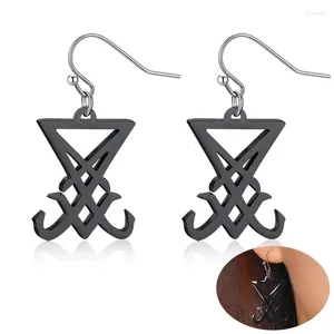 dangle dangle earrings of Lucifer Satan Cross for women men Jewelry黒いステンレス鋼の耳の贈り物