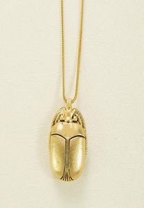 Vintage guldfärg egyptisk farao design smycken skalbagge halsband vintage kedja insekthänge varumärke smycken koppar 7210758