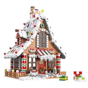 Christmas Toy Supplies Winter Village Christmas Scene Christmas Gingerbread House Building Blocks Model Action For Children Model Toys Gift 231129