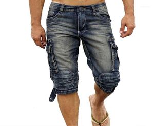 WholeFashion Mens Biker Denim Cargo Shorts Multi Pockets Faded Jean For Man CalfLength Motorcycle Short Joggers Plus Size 405528049