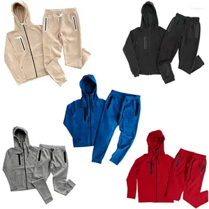 Tracksuits masculinos atacado sportswear zíper hoodie e jogger 2 peça conjunto de treino personalizado para homens jogging terno