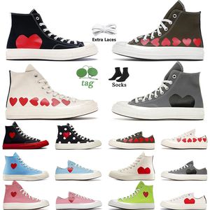 AAA+Quality OG High Top Vintage Commes Des Garcons x 1970-talsdesigner Canvas Shoes Womens Mens All Star Classic 70 Chucks Taylors Low Multi-Heart Trainers Sport Sneakers