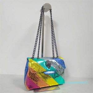 Kurt Geiger Bolsa De Ombro Mulheres Sacos De Couro Colorido Costura Bolsa Corrente Crossbody Metal Cabeça De Águia Reino Unido Carteira De Luxo Designer 257U