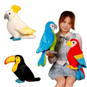 Pluszowe lalki urocze, zabawne kolorowe papugi kreskówkowe Symulowane wielkie usta ptaka dziecko towarzyszyć wykwintne zabawki bioniczne chłopcy kreatywny prezent 231201