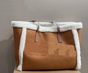 Omuz çantaları peluş kürk kadın alışveriş kış çantası çantalar deri omuz çantası tote tek taraflı gerçek çanta A2