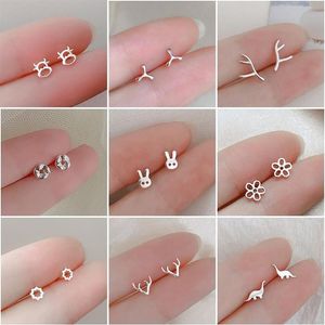 Ohrstecker, niedlicher kleiner Mini-Ohrring für Frauen, Kuh, Katze, Hirsch, Krone, Stern, Herz, Blume, Tier, Mädchen, Teenager, Dame, Dating-Schmuck, Geschenk279s