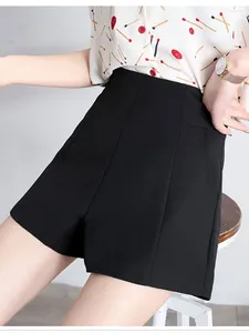 Women's Shorts Spring Summer Women High Waist Suit Korean Style Casual Loose Wide Leg Chiffon Office Lady Black White