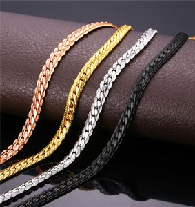 Fashion Goldplatinumrose Goldblack Gun Pleated Men Jewelry U7 Punk Chunky Naszyjnik Bransoletka Hiphop Akcesoria JM06911200