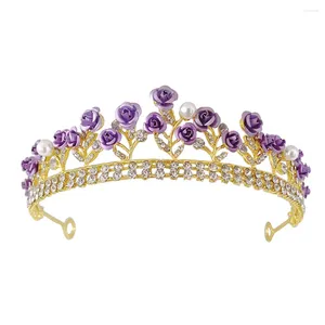 Hair Clips Shiny Crown Party Prop With Shining Rhinestones Alloy Floral Headwear For Valentine's Day Christmas Gift
