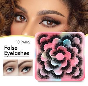 New 10 Pairs False Eyelashes 3D Mink Lashes Natural Mink Dramatic Volume Fake Eyelash Extension Faux Cils Whole Makeup Tool1269698