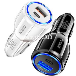 30W 36W QC3.0 Snabb snabbladdning Dual Ports Car Charger Auto Power Adapters för iPhone 15 14 11 12 13 Pro Max Samsung LG Tablet PC B1