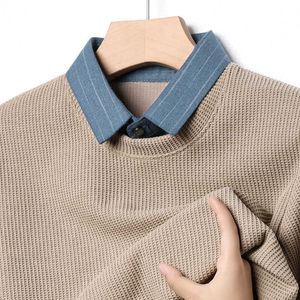 Мужской свитер, воротник рубашки, вязаный свитер, красивый базовый свитер с длинными рукавами