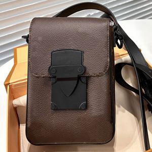 Fashion Letter Bag Mini Pouch Genuine Leather Printing Quilting Mobile Handbag Purse Removable Shoulder Strap Card Slot Pocket Crossbody Bags