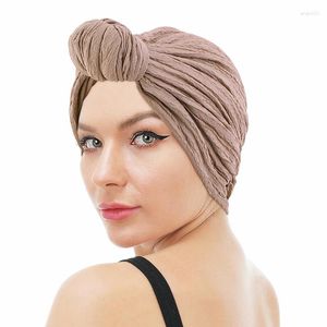 Roupas étnicas Africano Torção Nó Turbante Mulheres Muçulmanas Hijabs Beanies Headwear Câncer Chemo Cap Bonnet Head Wrap Scarf Femme Capa Sólida