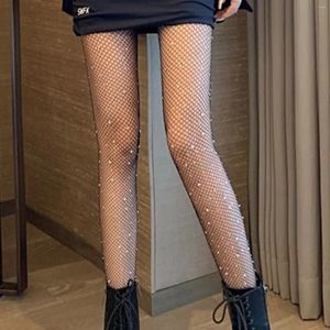 Kadın Çoraplar Yaz Fishnet Elmas Külotlu Köprü Külotu Lady Seksi Moda Parlak Net Tayt Kadın İnce Rhinestone Mesh Çorap