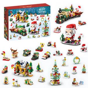 Julleksak levererar julserie byggstenar box för barn gåva 24 dagar jul advent kalender diy nötknäppare jultomten tegelstenar modell 231130