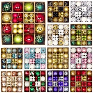 Party Decoration 44Pcs Christmas Tree Balls 6cm 3cm Big Ball Multicolor Decorations Ornaments Set For Home