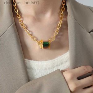 Chokers Vintage Stainless Steel Gold Color Geometric Irregular Natural Stone Pendant Necklace Female Hiphop Statement Jewelry Choker NewL231201