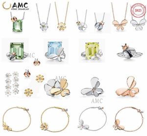 AMC Strass-Set Perle 925 Silber Anhänger Damenschmuck Offizielles Logo Klassische Firefly Sun Flower Love Halskette Großhandel4585888