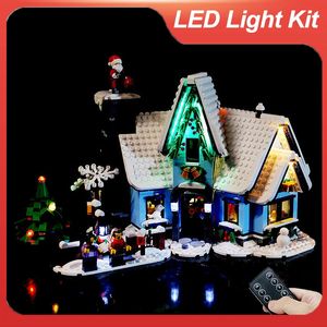 10293 산타의 방문 빌딩 블록 세트를위한 크리스마스 장난감 용품 LED 조명 키트 모델 벽돌 DIY 크리스마스 선물 장난감 231129 포함.
