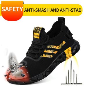 Säkerhetsskor Summer Men Work Shoes Breattable Intestructible Steel Toe Safety Shoes Man Puncture-Proof Anti-Smash Women Boots 231130