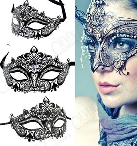 Moda 2 colori filigrana metallica veneziana bella maschera di travestimento di lusso Mardi Gras Party maschera per occhi sexy Macka con strass 2003366355