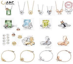 Conjunto de diamantes de imitación AMC, colgante de plata 925 con perlas, joyería femenina, logotipo oficial, collar clásico de amor con flor de sol y luciérnaga, venta al por mayor 7623923