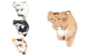 urok Enamel Cat Kawaii Fashion Biżuteria Modna Złote Kolor Metal Charms Cat Animal Kawaii Enmel Enamel DIY