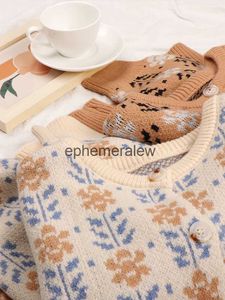 Kvinnors tröjor Autumn Cardigan Women Korean Fashion Sweater Prairie C Blommor Stickade Jumpers Cozy Vintage Outerwearephemeralew